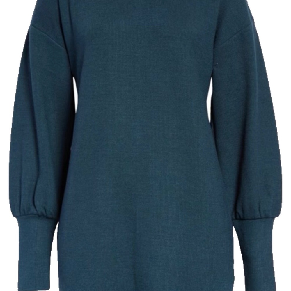 Treasure & Bond Teal Sweater Dress Cowl Neck Size Small